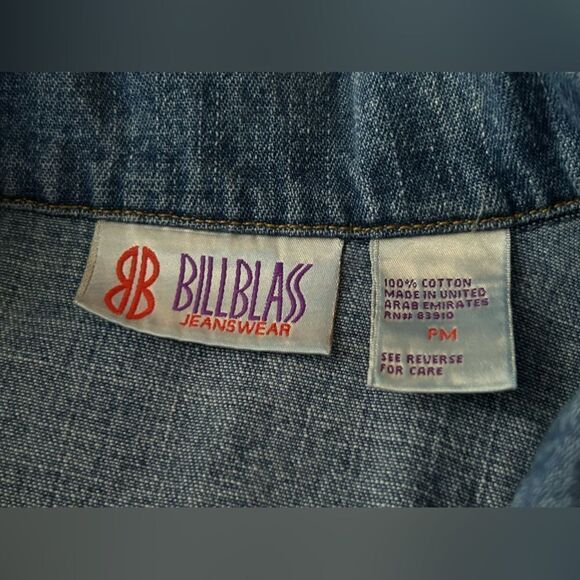 Vintage 90’s Bill Blass Denim Jean Jacket Classic trucker women’s MP blue Petite - Picture 3 of 15
